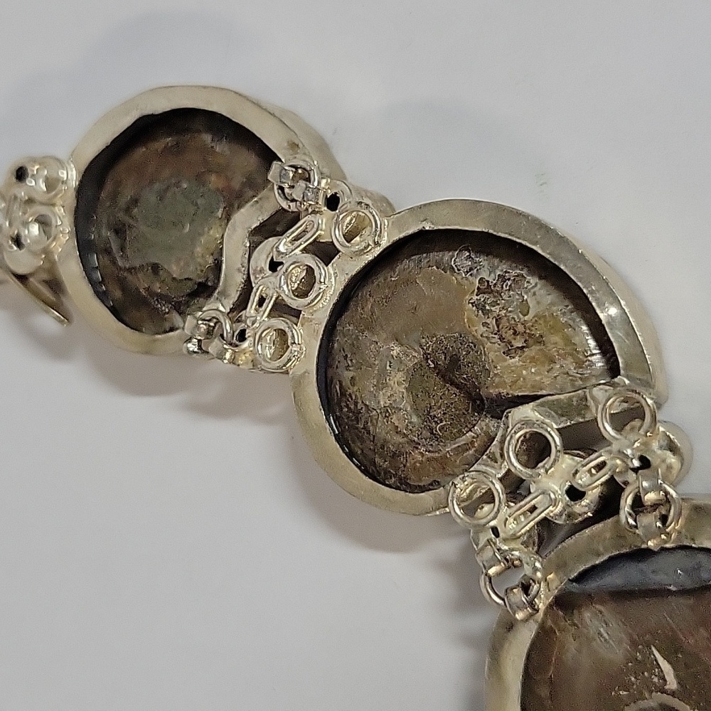 Chunky Boho Hippie Ammonite Fossil Shell Necklace with Citrine Accents - Picture 10 of 17
